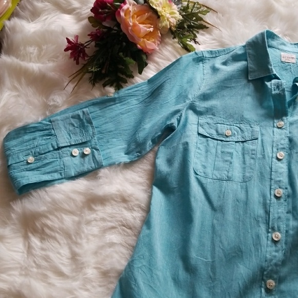 J. Crew Long Sleeves Light Blue Spring Button Down - Picture 4 of 6